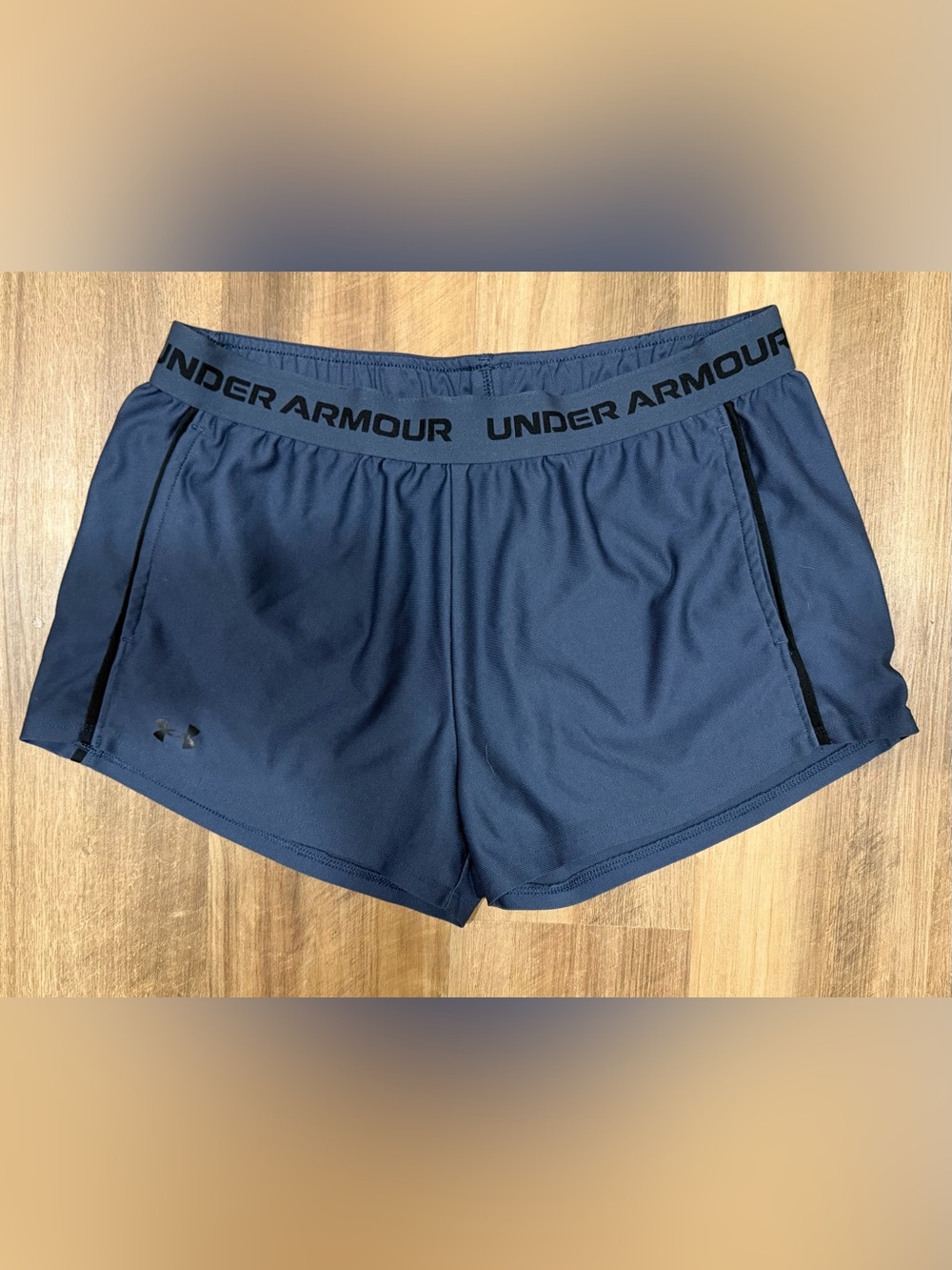 Under Armour Girls Deep Blue/Gray Athletic Shorts with Branded Waistband